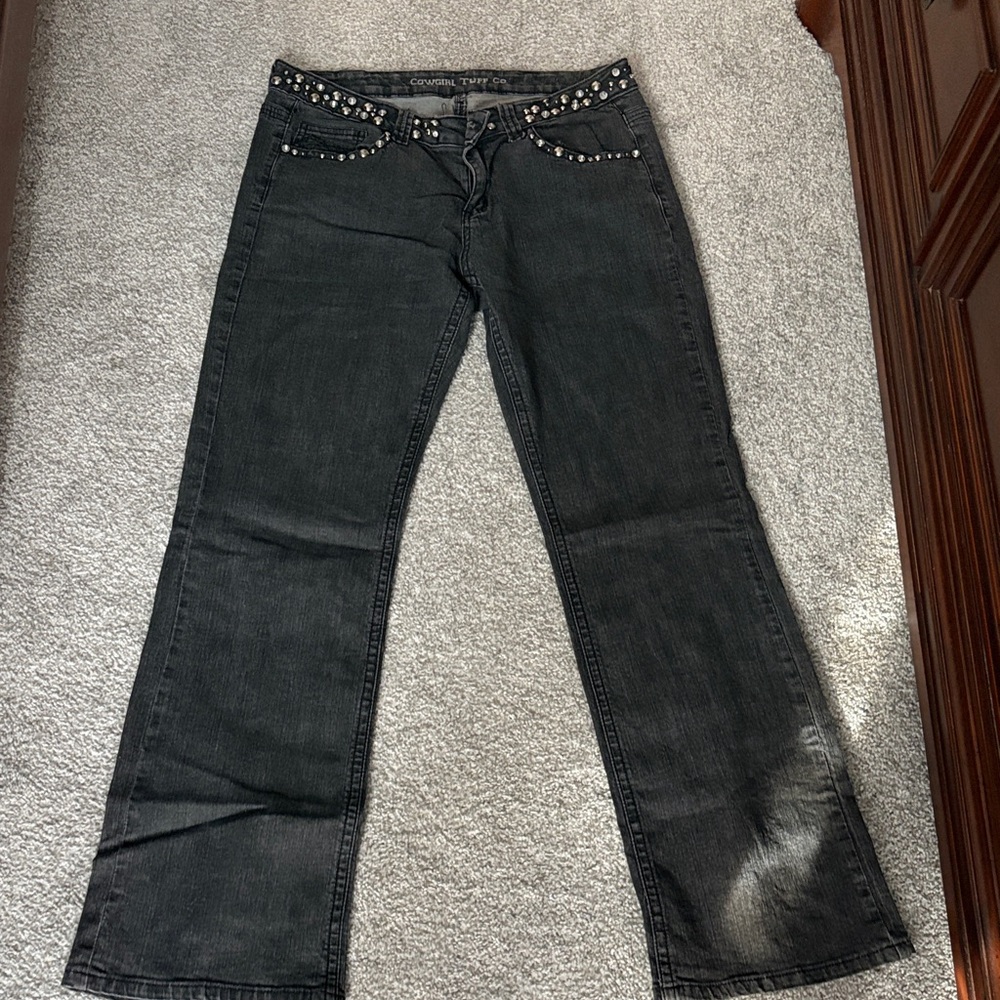 Cowgirl Tuff Black Studded Flare Jeans